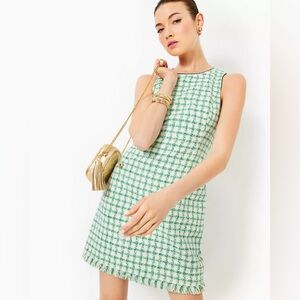 New Lilly Pulitzer Augustus Boucle Sleeveless Shift Dress Size 12 Green White